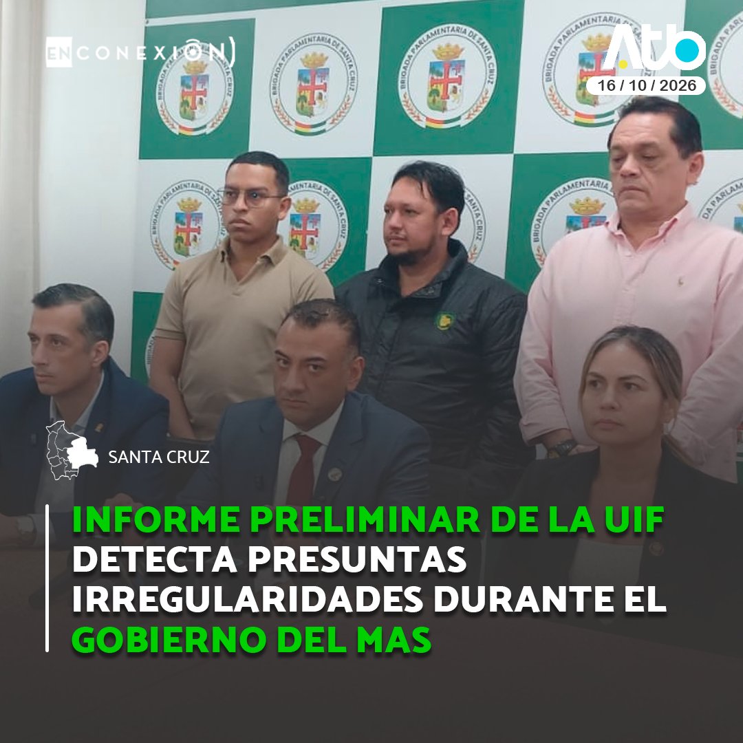 ATBEnConexion's tweet photo. Un informe preliminar de la Unidad de Investigaciones Financieras (UIF) habría identificado presuntas irregularidades cometidas por exfuncionarios durante los gobiernos del Movimiento al Socialismo (MAS). Según los antecedentes de la investigación, la institución habría sido utilizada para impulsar procesos con fines extorsivos contra empresarios y ciudadanos cuyos patrimonios se encontraban en regla.

#ATBEnConexión #SantaCruz