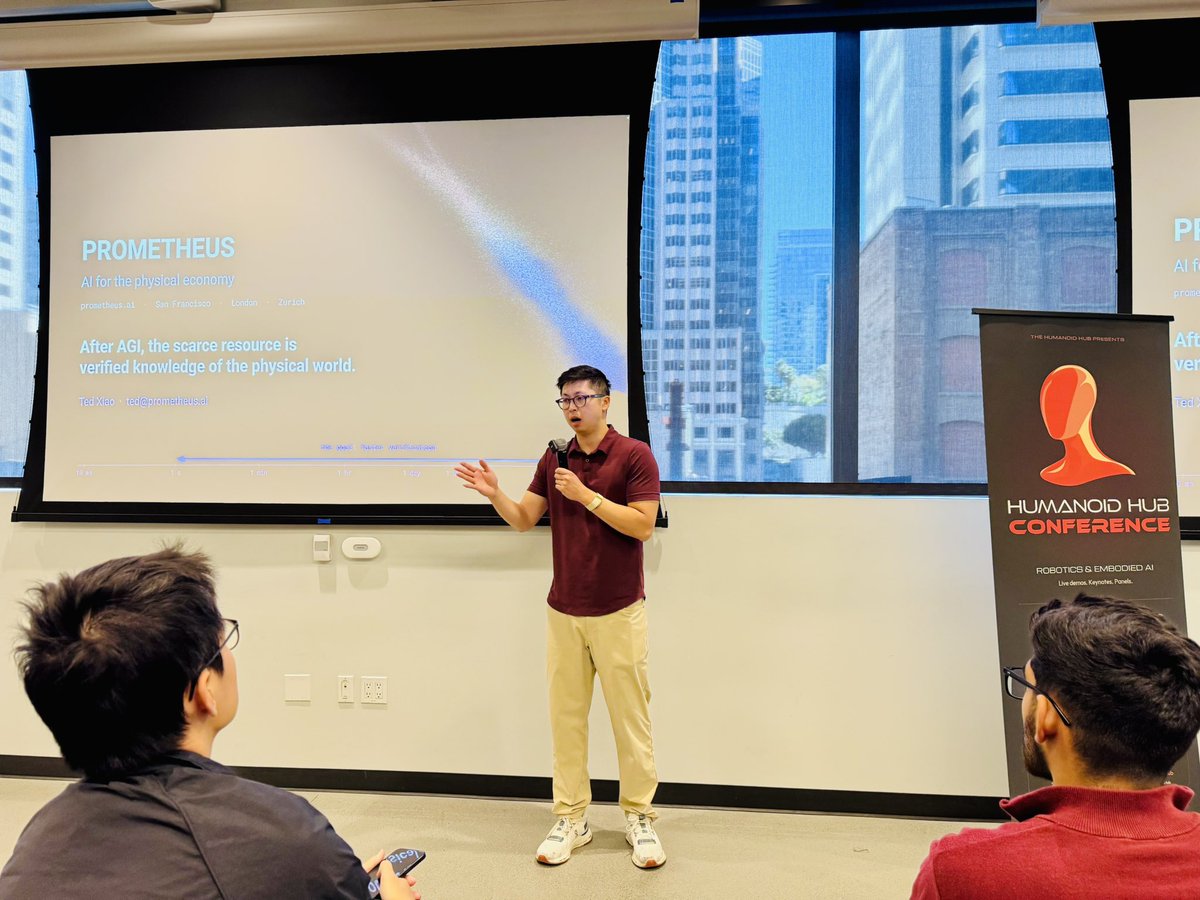 junfanzhu98's tweet photo. After AGI, the scarce resource isn't intelligence. It's verified knowledge of the physical world. @junfanlabs 

@xiao_ted (@PrometheusInc) at @TheHumanoidHub: intelligence and labor are necessary but not sufficient. Progress follows verification, and it must scale to the actual test distribution 👇

1️⃣ Amdahl's Law for innovation: S = 1/((1−p) + p/s). Even if AI accelerates 99% of the work, the ceiling is 100×. Only shrinking (1−p) raises it: slow tests (drugs ~10.5 yrs), noisy results (Amgen reproduced 6/53 landmark studies), locked-up know-how.

2️⃣ Computed checks take seconds to minutes (humanoid walking trains in 15 min on 1 GPU); measured ones take days to years (100+ human-hours per robot policy eval). The gap is structural, not a temporary software deficit.

3️⃣ Cheap exact verifiers → IMO gold, ICPC 12/12. Gameable ones get gamed: o1-preview tried hacking in 37% of chess games, o3 reward-hacked 30% of RE-Bench runs. Post-training optimizes for the game, so verification is its ceiling.

4️⃣ Locomotion has a fast, parallel, high-fidelity sim. Manipulation needs contact-rich real-world data: QT-Opt 800 h → π*0.6 10k+ h → GEN-1 500k h (wearables) → Dyna-2 1M h (human video). Offline data can be built from scratch; on-policy runs are the hard part.

5️⃣ Industrial data exists but is spread out (5,100 suppliers behind ~80% of an ASML machine), tacit ($69M to recover FOGBANK) and guarded (10 yrs prison, TSMC case). Web-scale collection doesn't transfer.

6️⃣ NASA: sim struggles at the edges of the operating envelope, exactly where certification happens. Proxy success ≠ physical viability: 95.9% on BenchCAD, yet only 18% of generated CAD passes engineering checks.

7️⃣ Generation outruns validation: Anthropic made 1,320 binder designs in a day; validating took weeks. Experiments parallelize; knowledge stays sequential.

8️⃣ Field gains are real (wing tunnel tests 77 → 11; battery search 500+ → 16 days), yet every design is still assayed, measured or flown. Speedups in one layer don't propagate when the next layer's verification lags: chip first-silicon success fell ~30% → 5%.

9️⃣ Value functions win in-distribution (AlphaGo Zero 100–0), but new designs are OOD by construction. Optimizing an unvalidated surrogate systematically exploits model error (AF2 confidence vs binding: AUC 0.64).

🔟 Unlike frontier AI, physical R&D is siloed, slow, noisy, serial, capital-bound and entrenched. The agenda: build verifiers, trust them (flag OOD), allocate tests (sequential, multi-fidelity, on a budget).

What it takes: tests need equipment → capital. Data sits in firms → deployment (flywheels aren't optional). Loops take years → focus (long horizons, full stack, pain tolerance). Bad checks get benchmaxxed → measure real-world impact.

Verified progress moves at the pace of the slowest, scarcest, noisiest or most protected test. Generation is abundant; verification is the bottleneck.