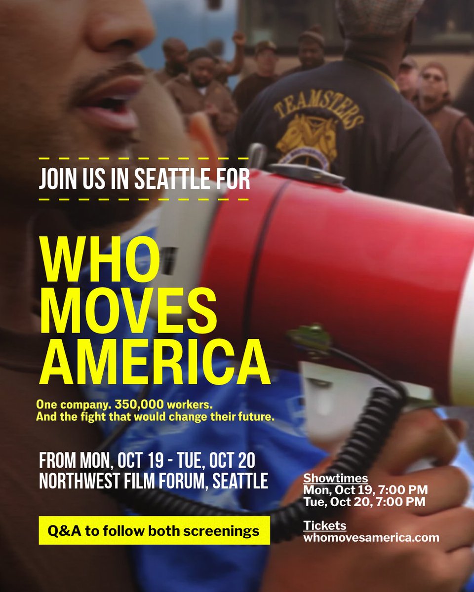 WhoMovesAmerica's tweet photo. "It’s a rousing, inspiring achievement from Bridge." - AwardsWatch

Seattle, Who Moves America is coming to @nwfilmforum for two nights of screenings and conversations about the power of workers coming together to fight for a better future. https://t.co/Yv9Q3pFYkV