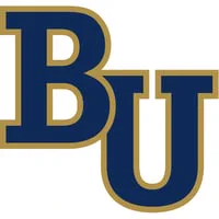 The image shows the logo of Baylor University, featuring the letters "BU" in dark blue with a gold outline.