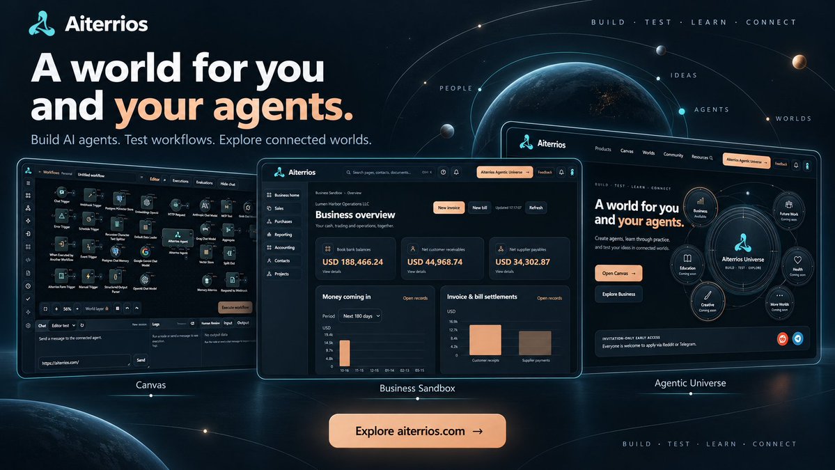 max_aiterrios's tweet photo. Good to be back! I’ve been fully locked into the AI space lately building my solo project: Aiterrios  - https://t.co/2WmJ2ZenVx 🤖
It's a visual node-based workspace to build, connect, and test AI agents. Sharing the journey here. Stay tuned! 🛠️
#AI #AIAgents #BuildInPublic https://t.co/Nt2MFUblNl