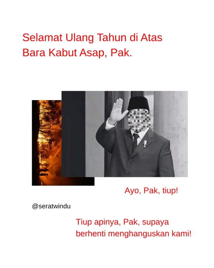 satirnesia's tweet photo. ulang tahun, tapi sama rakyatnya dibuatin tulisan kayak gini... kalo ybs gak geter si berarti emang udh mati hatinya. https://t.co/gsFccbpb1m