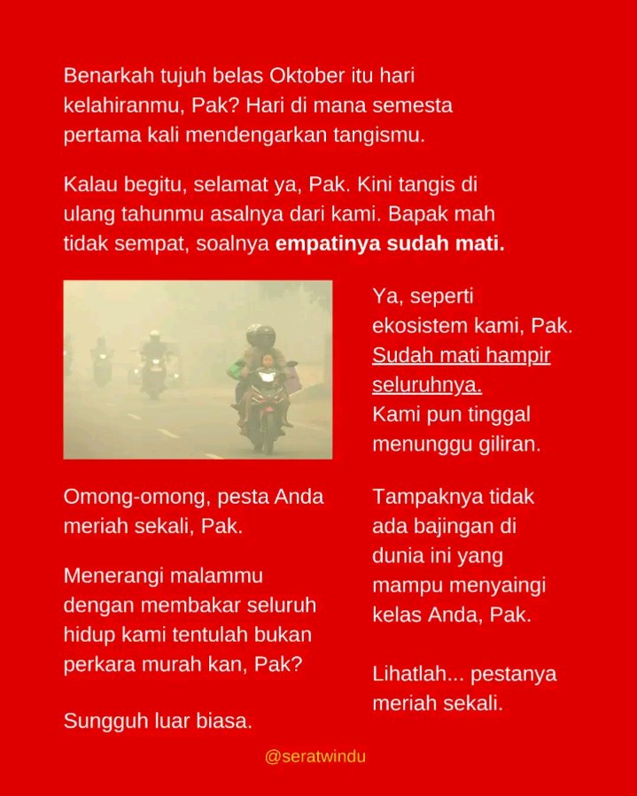 satirnesia's tweet photo. ulang tahun, tapi sama rakyatnya dibuatin tulisan kayak gini... kalo ybs gak geter si berarti emang udh mati hatinya. https://t.co/gsFccbpb1m
