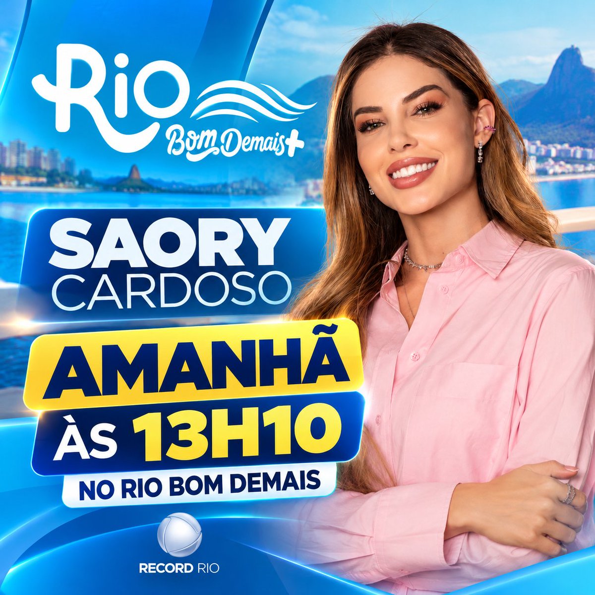 Tradarquente's tweet photo. Amanhã tem Saory Cardoso no Rio Bom Demais com Nicolle Timm! 💙🌊 
Às 13h10 na Record Rio. Não percam! ✨ https://t.co/GNkPd5CiUa