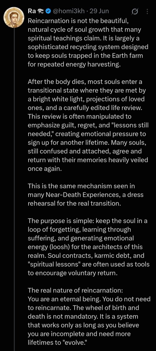 benwehrman's tweet photo. How to prepare for your great escape from the 3D reincarnation soul-trap, and return to your higher-dimensional home.

In other words...

HOW TO BEAT THE GAME.

h/t @homi3kh https://t.co/tMqobqx9do