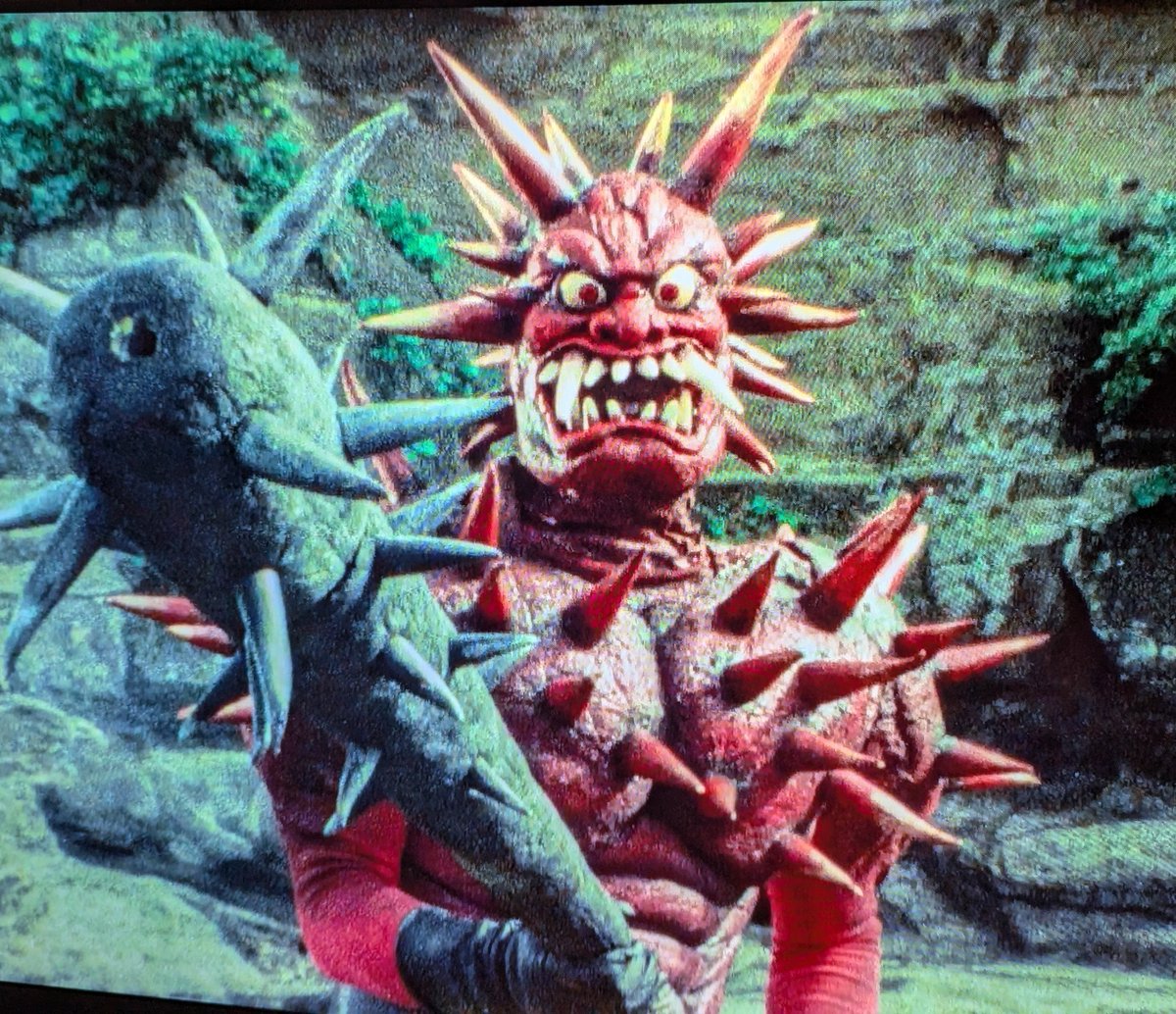 Busiris's tweet photo. This Kamen Rider villain is a sea urchin oni, so he's one of the least huggable oni guys out there. 😢 https://t.co/MskQLrUYDJ