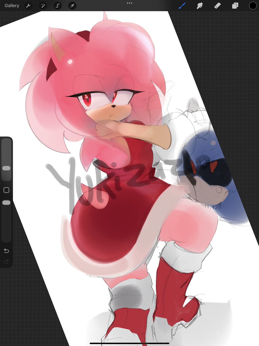 Yukizazo's tweet photo. More Wip 💕 #amyrose #sonicfanart #SonicTheHedgehog #amyrosefanart #SonicTheHedgehogfanart #metalsonic https://t.co/xER1ysTHDY