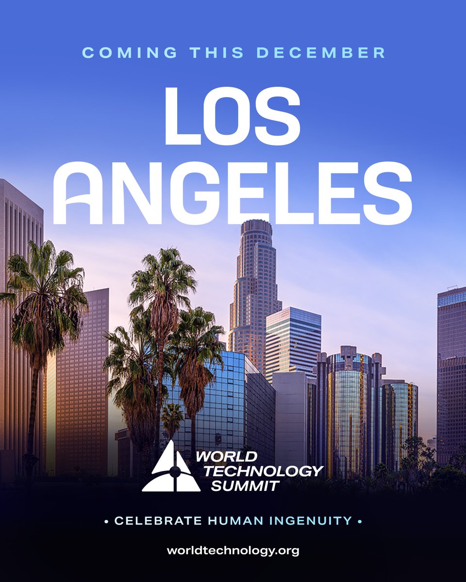 WTechGroup's tweet photo. Los Angeles, the future is coming.

This December, the World Technology Summit arrives in LA, bringing together bold ideas, transformative tech, and the people shaping what comes next.

Stay tuned. WTS Los Angeles 2026 is just getting started.

#CelebrateHumanIngenuity #WTSLA26 https://t.co/ycMAzfig8Z