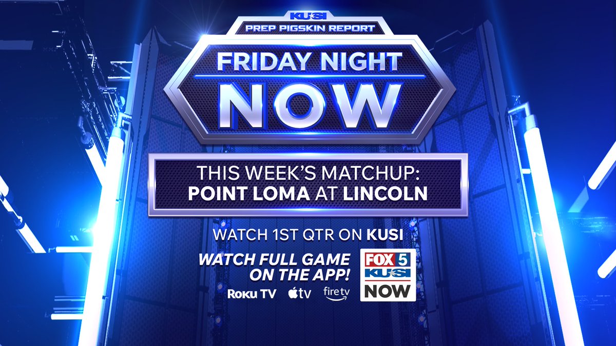 KUSINews's tweet photo. For the Prep Pigskin Report's Game of the Week, the Point Loma Pointers travel to the HIVE to take on the Lincoln Hornets!! 🏈 

Watch the LIVE football action on your Smart TV with the FOX 5/KUSI NOW App! 📺 https://t.co/zGPmmQR8YM