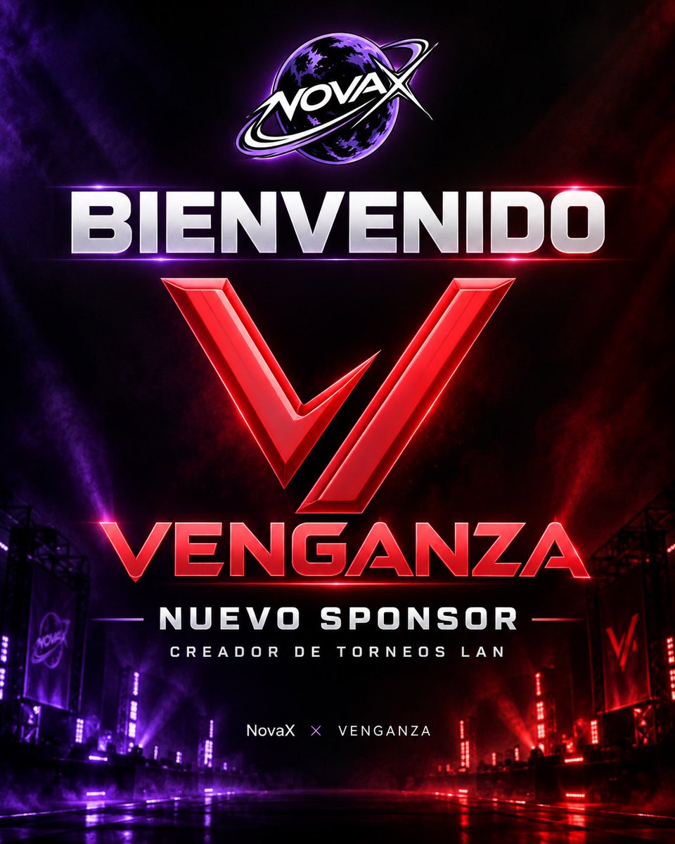 NovaX_org's tweet photo. 💜🤝 ¡BIENVENIDO A NOVAX, VENGANZA!
@vvenganza2728 
Hoy presentamos a VENGANZA, creador de torneos LAN, quien se suma como nuevo sponsor de nuestra organización. 🔥

Gracias por confiar en nuestro proyecto y por apoyar el crecimiento de NovaX. Nos alegra contar con alguien que también impulsa el competitivo a través de los eventos presenciales. 🏆

¡Familia NovaX, acompáñennos a darle una gran bienvenida a esta nueva etapa juntos! 💜🚀

#NovaX #Venganza #Warzone