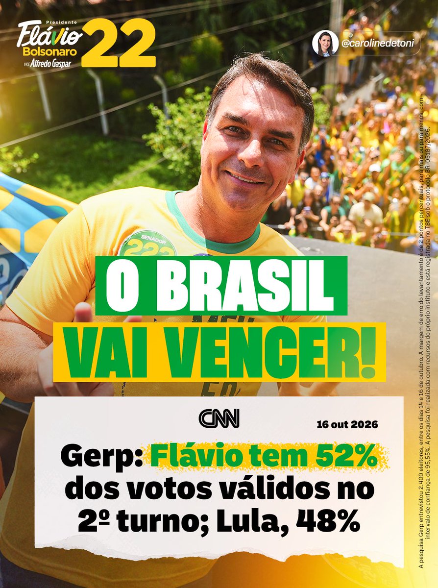 CarolDeToni's tweet photo. O Brasil vai vencer! Vote 22 💚💛✅ https://t.co/nOFqnONsMB