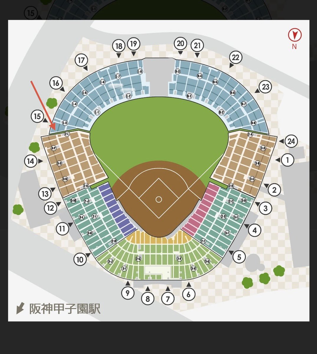 JojoxeB's tweet photo. 【チケット譲渡】

【譲】10/17(土) 14:00試合開始
阪神 vs 横浜DeNA
外野指定席（レフト）2枚
※赤い矢印付近

【求】1枚 2,600円
PayPay相談可能です。

12:00〜13:00頃、10番ゲート付近でお渡し予定です。

お気軽にDMください😊

#クライマックスシリーズ #横浜DeNAベイスターズ #阪神 #CS https://t.co/UKBogGd9jJ