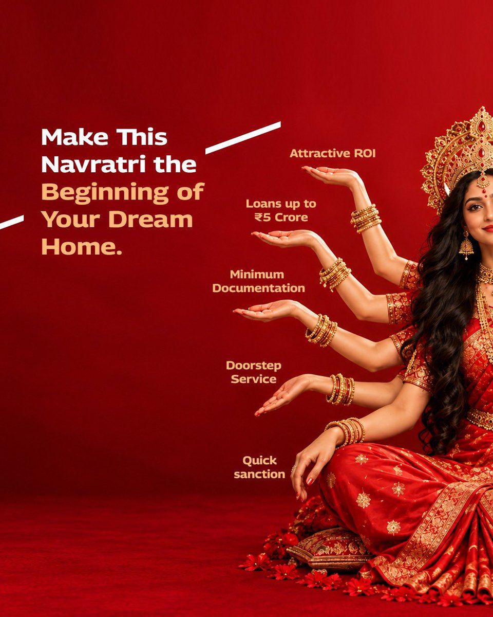 MahindraHomeFin's tweet photo. This Navratri, take a step closer to your dream home and own it.
Make this festive season the beginning of something beautiful!
#MahindraHomeFinance #Navratri #DreamHome #HomeLoan #HomeOwnership #AffordableHousing #HomeFinance #BalanceTransfer #TopUpLoan https://t.co/A2WoCeDTRg
