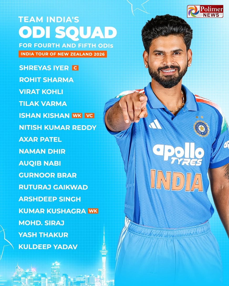 polimernews's tweet photo. #SportsUpdate || நியூசி. தொடர் - இந்திய அணி அறிவிப்பு 

#IndvsNZ | #ODISeries | #ShubmanGill | #ShreyasIyer | #PolimerNews https://t.co/ELN5SCBlN0