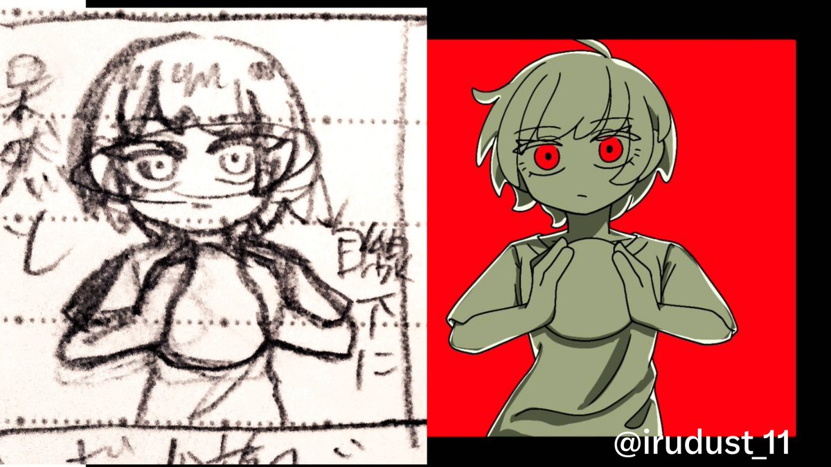 irudut_11's tweet photo. 下書きのメモをフル無視する俺の絵見て

←下書き　完成→
#illustration #oc #創作 https://t.co/cNMyav5rJT