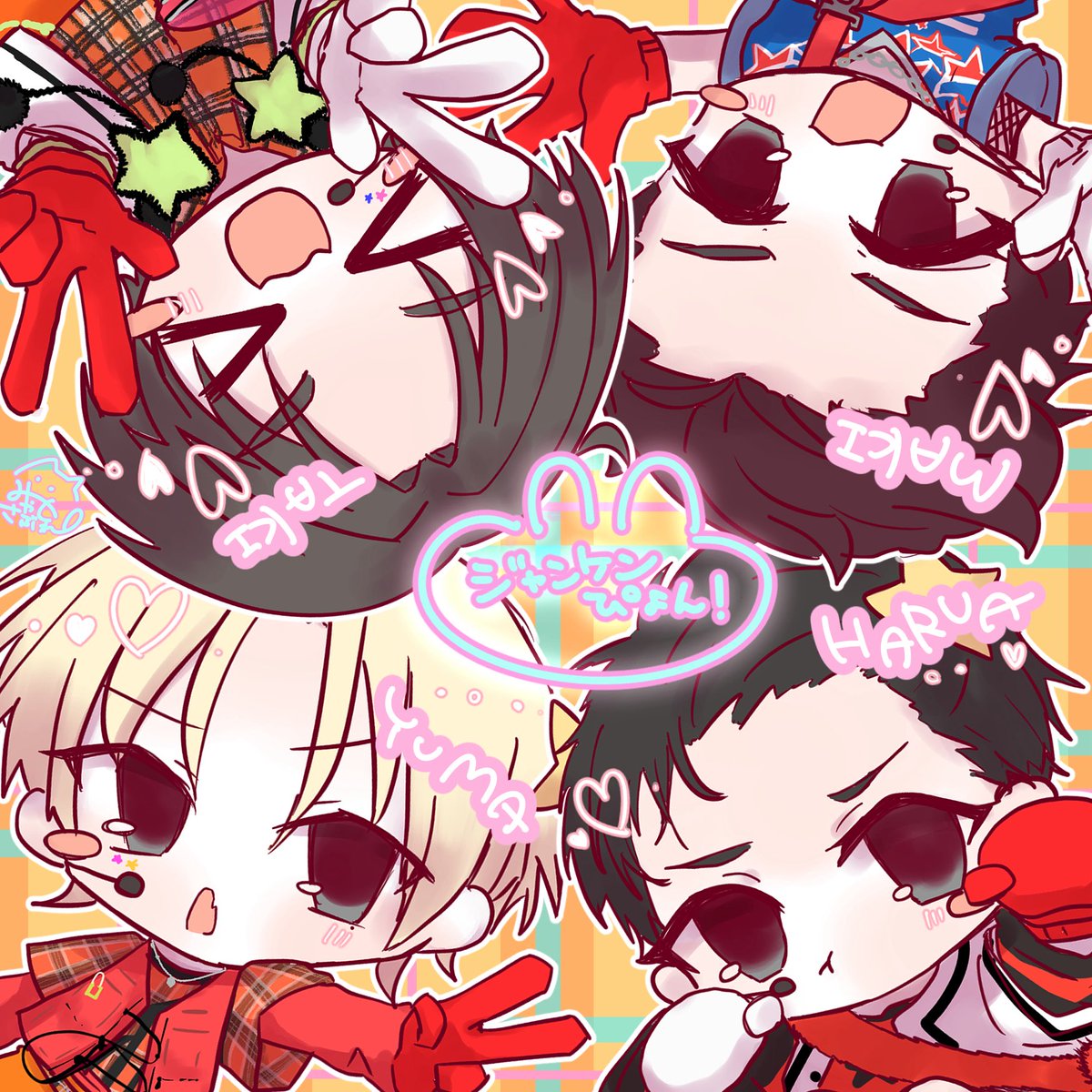 Myatosable3939's tweet photo. 🐱✌️  🐰✊　🐶✋
　🐷（✊✌️✋⁉️）

#andTEAM_fanart https://t.co/98XSZsvm2R