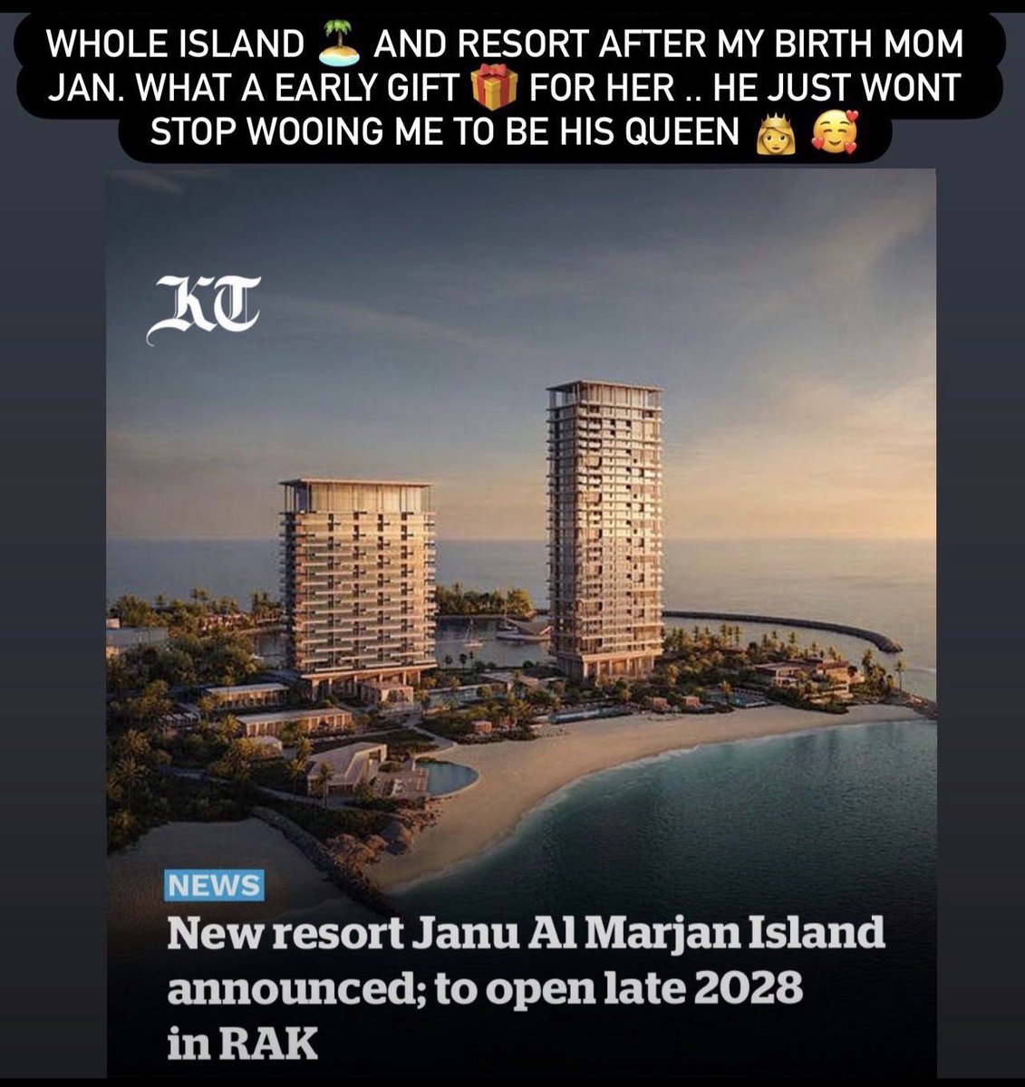 1Princess_HJO's tweet photo. The sugar on our tree 🌴. My blessed birth mother “ Bless U Jan” Will be moving to this multi billion dollar island 🏝️ named after her after our #Wedding . Jan is short form of Janice and we all know my Princess mom will live with us in our New Palace 🏰 #Favor #Blessed @HamdanMohammed 🤴 #FAZ3 always represents!