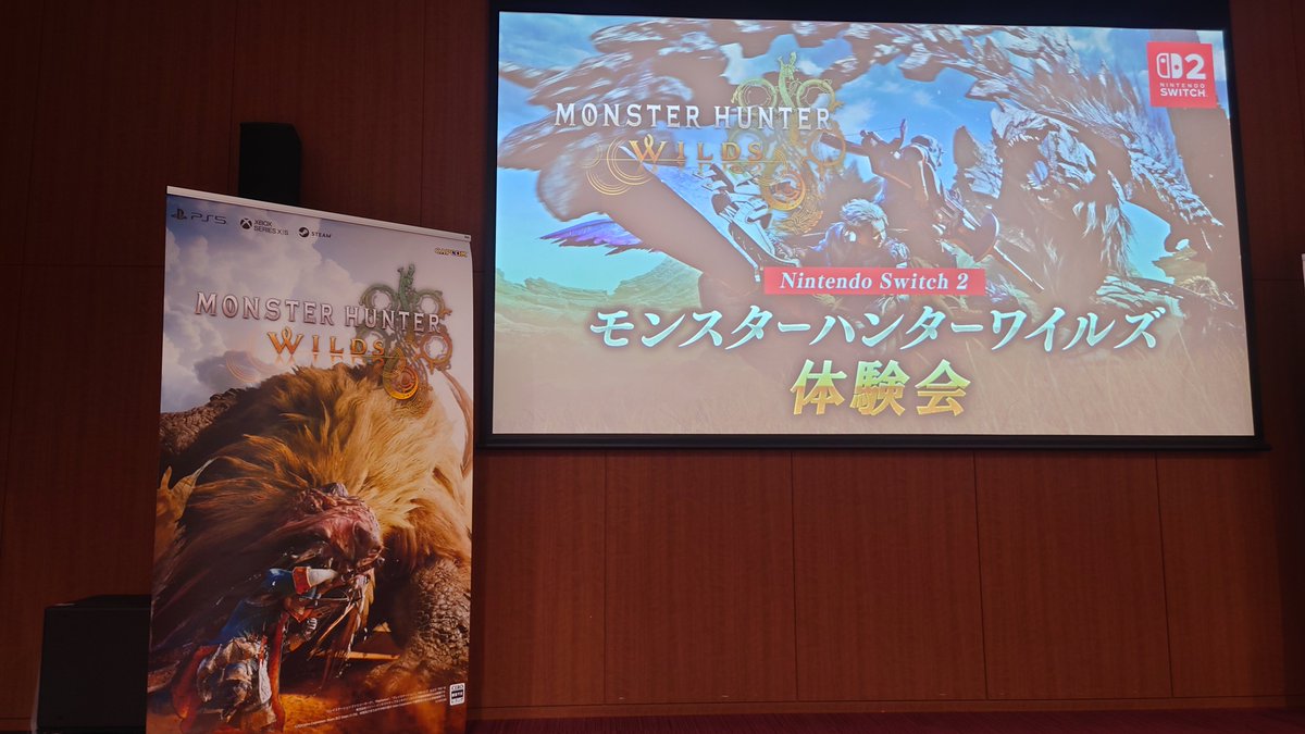 jyoruG504's tweet photo. レ･ダウチーム残念ながら3位
Switch2での操作慣れなかった😩

モンハン部(カプコン)に招待されてNintendo Switch 2 版『モンスターハンターワイルズ』体験会に来ました！ https://t.co/58ErlMVOND