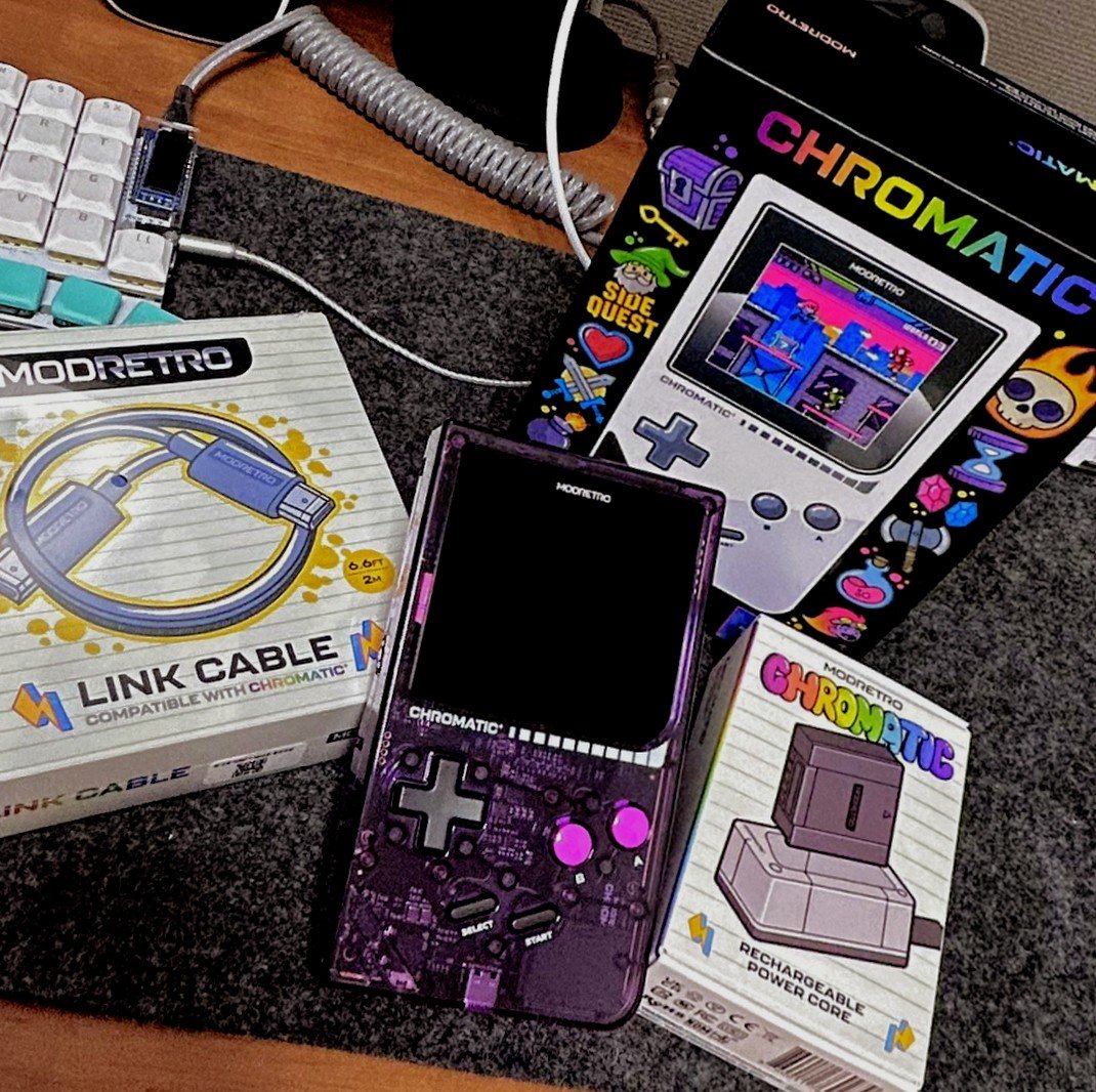 miliPNGN's tweet photo. @modretro Chromaticパープルが届きました!🎉
月曜に買って金曜には日本に届いてた!
このために「星のカービィ」「ポケモン赤」「サガ2」を購入済み! https://t.co/2HpvNTUlTk