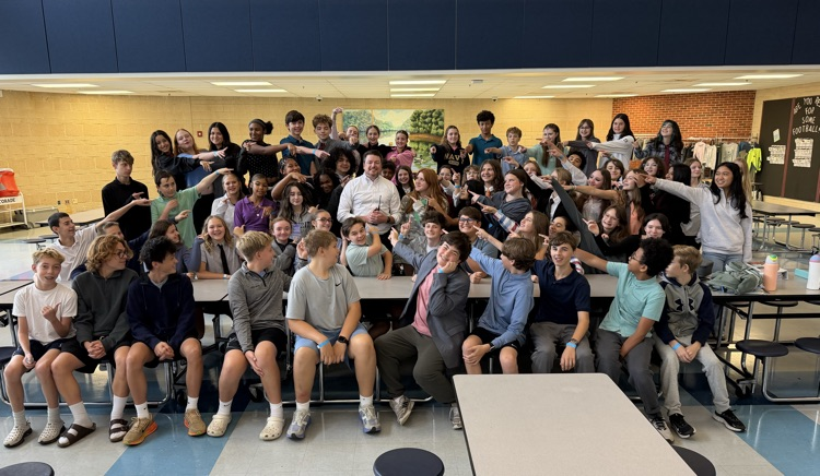 SevernaParkMS's tweet photo. Staff and 8th graders brought their best Mr. Kelly looks for today’s principal prank! Quarter-zips, polos, and shirt-and-tie combos everywhere.

https://t.co/HsquKvQ3ys

#ParkPride #BelongGrowSucceed #PrincipalAppreciationMonth https://t.co/irQ5MjpUdK