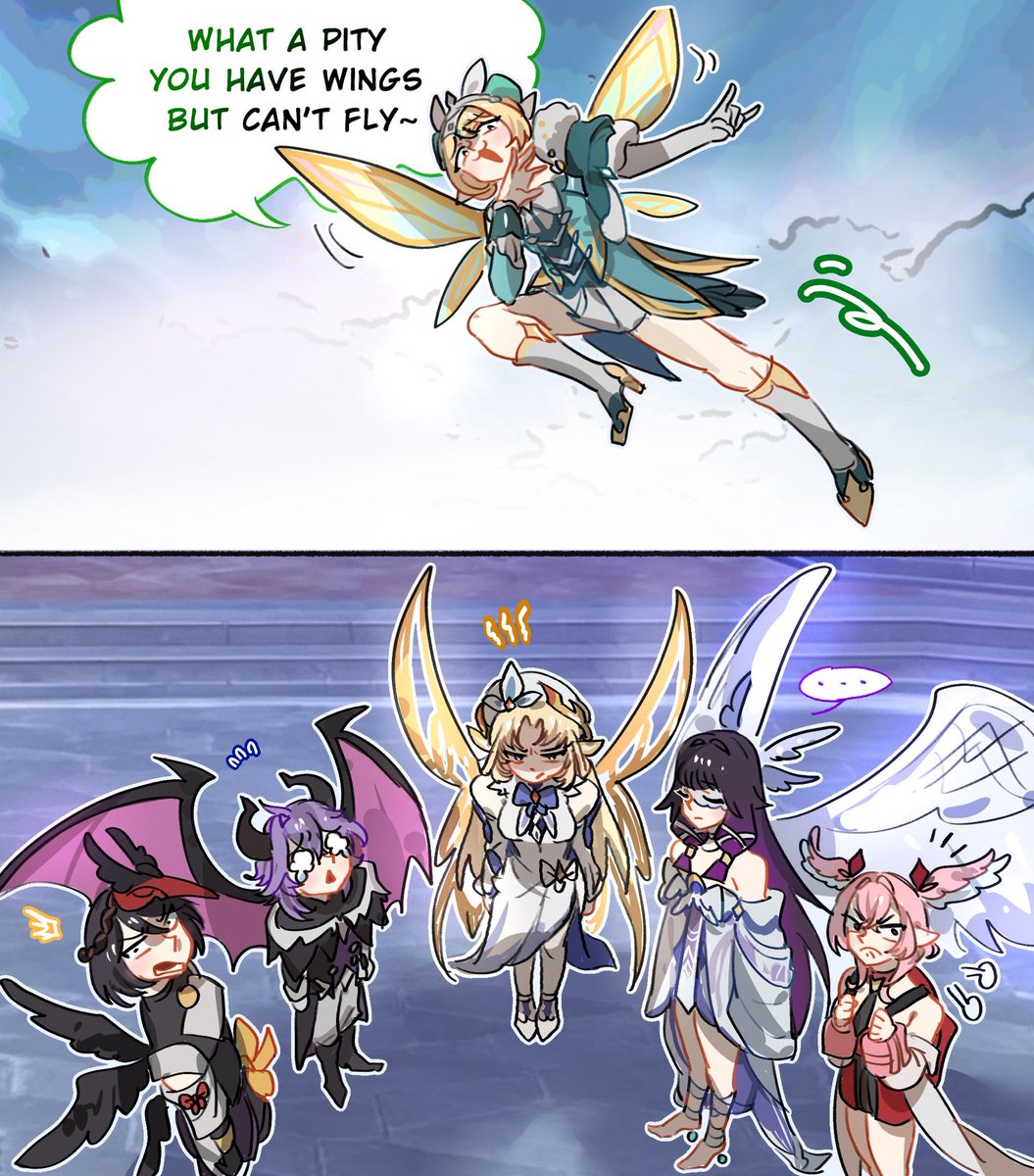 KIVartx's tweet photo. Does having wings mean you can definitely fly? #genshinimpact https://t.co/yyqImu5LtR