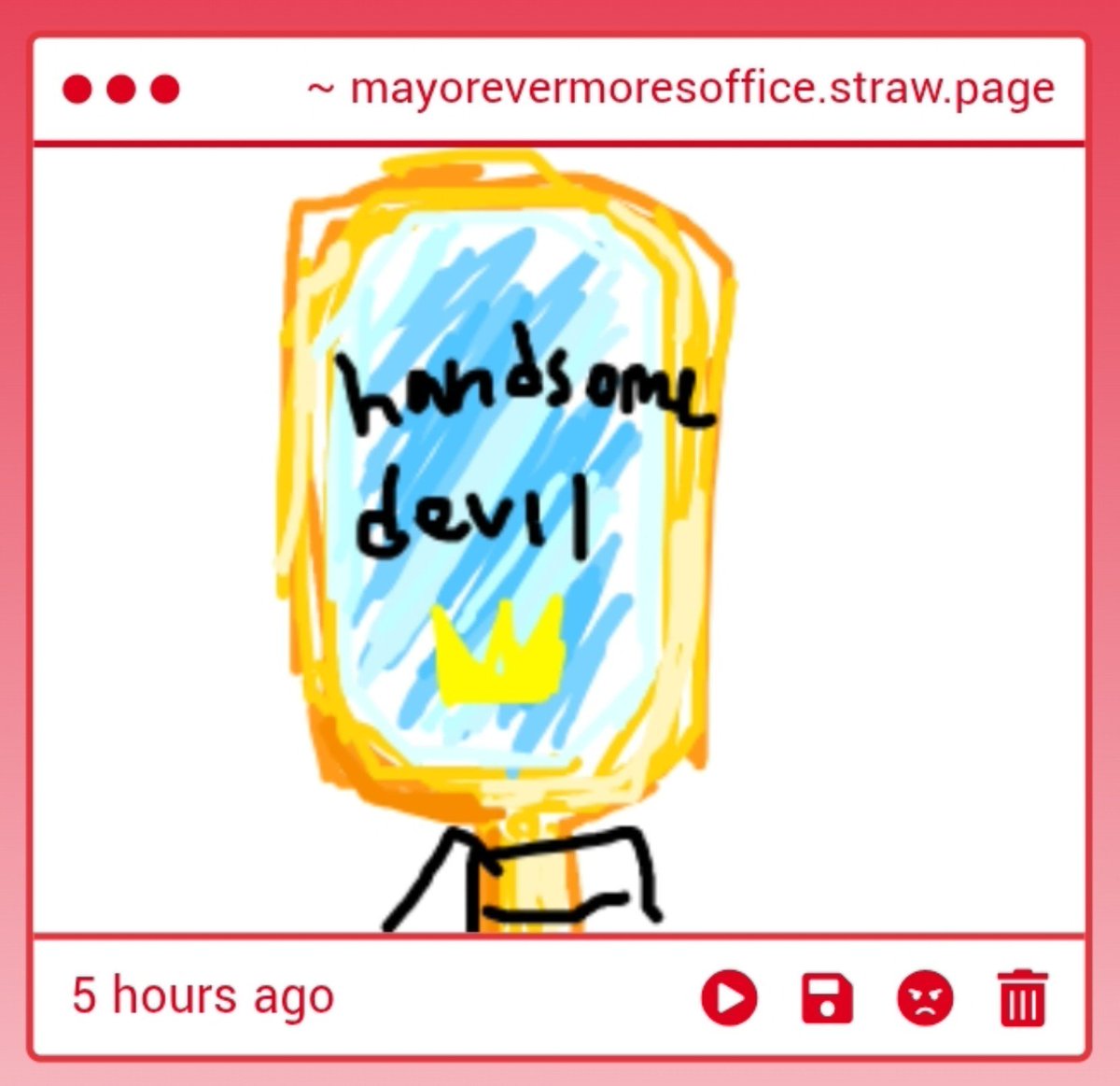 MayorGLattergas's tweet photo. At first, I was confused.

Then I realized that this was meant for Mr. Evermore!

I guess he is a handsome devil at times. Literally and figuratively, snrk... https://t.co/Hv594rLbpu