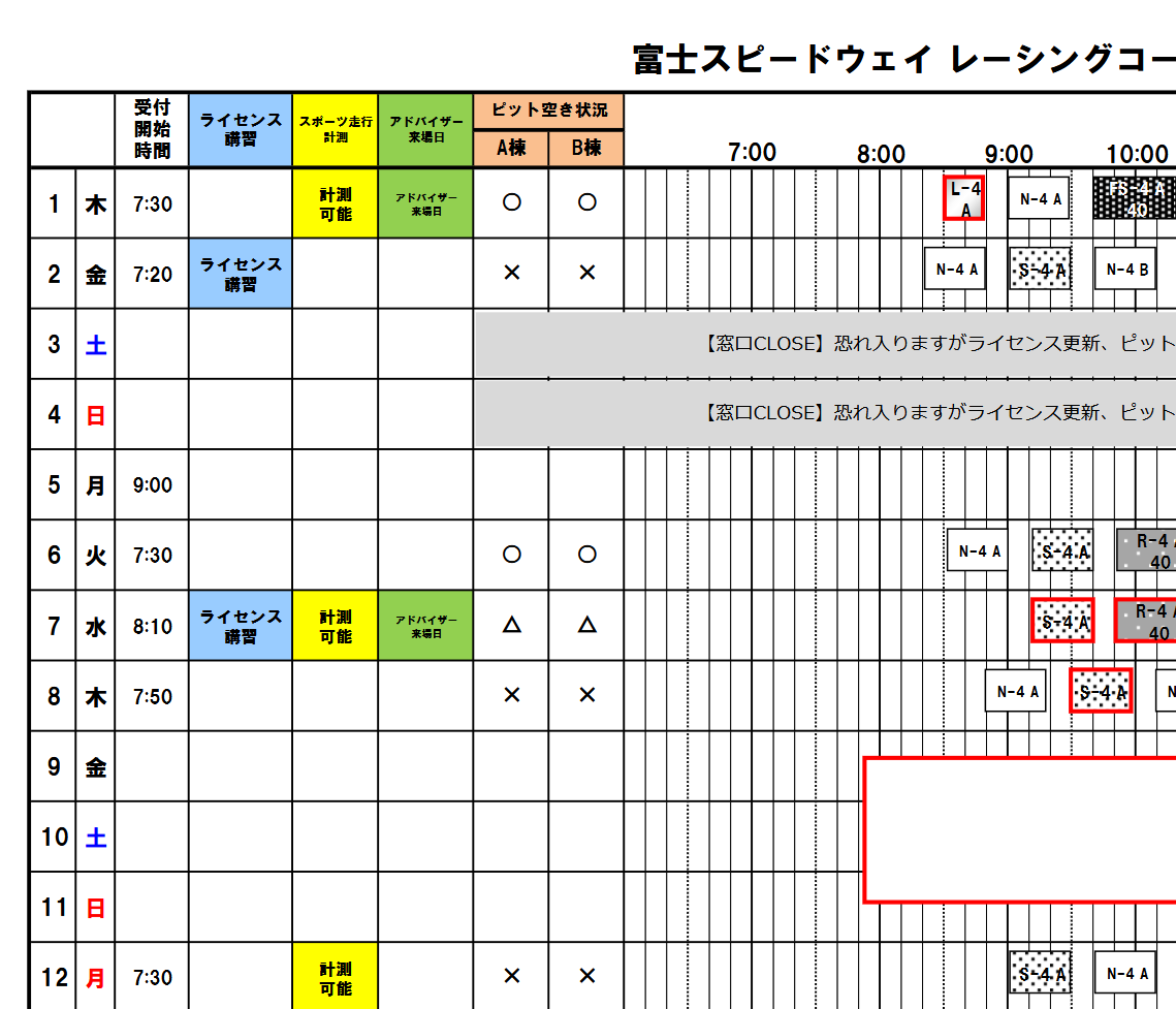 n_con2's tweet photo. 続き⑤
ヨッシーさんの動画では10/12の9時40分
FSWの走行枠を確認するとなんと「N4枠」です！！！！ https://t.co/tjRi0Rtr6U