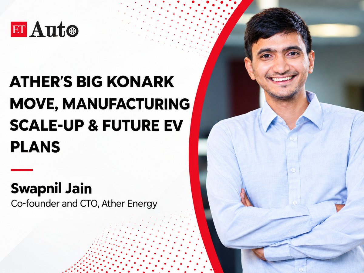 ETAuto's tweet photo. 🛵How Ather Energy is scaling up for India’s EV boom | Swapnil Jain interview

Watch at:
https://t.co/7iSrvlsnRN

@atherenergy 
#AtherEnergy #Ather #Konark #Atherplans #ev #EScooters #ETAuto https://t.co/W3zE6HrnmN