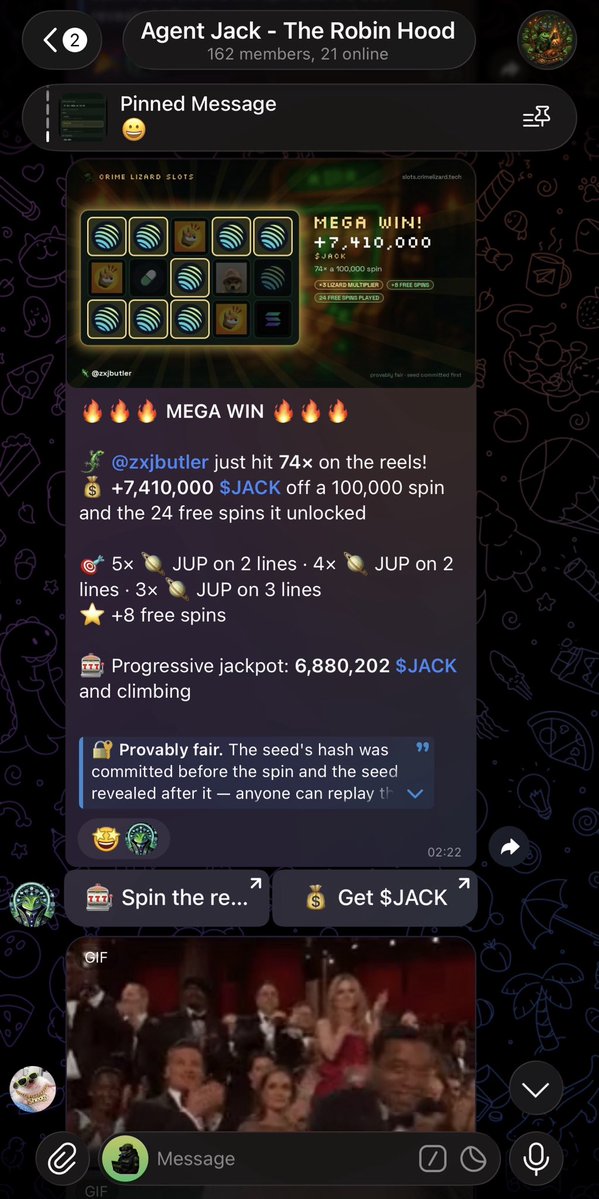 CrimeLizard's tweet photo. Some of our biggest wins ever last night after our move in with @TheAgentJack 

Congrats @zxjbutler!

Solana $JACK progressive up to 14.5 million (~$200) 🤑

https://t.co/rsoMnu5NcI https://t.co/qM4wRr9egh