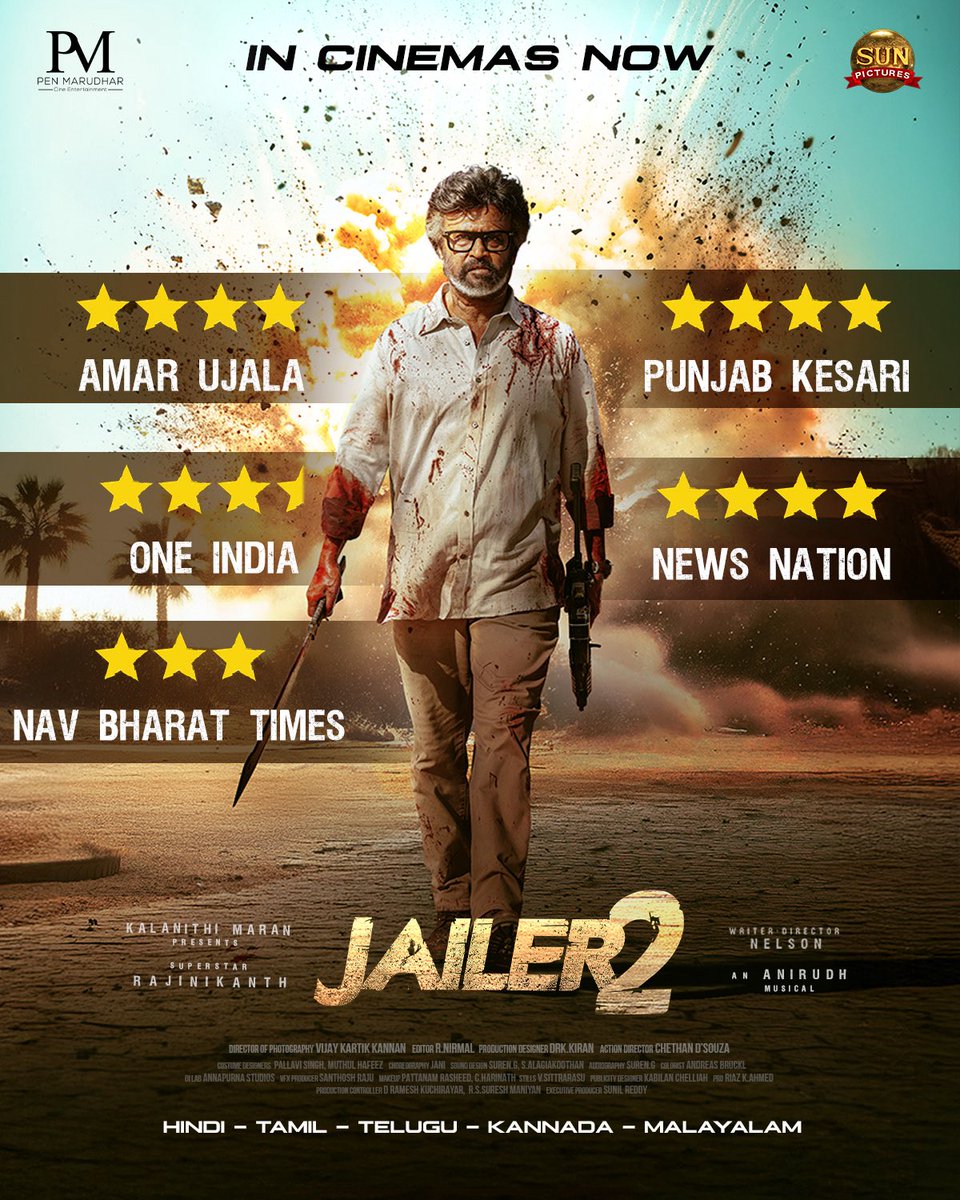 PenMovies's tweet photo. The swag is unmatched. The mass is unlimited. The mania? ABSOLUTE MADNESS! 💥

#PenMarudhar #JailerInCinemas #PenMovies

@rajinikanth @Nelsondilpkumar @anirudhofficial @vidya_balan @iam_SJSuryah #MithunChakraborty https://t.co/PLSFZsTPIQ