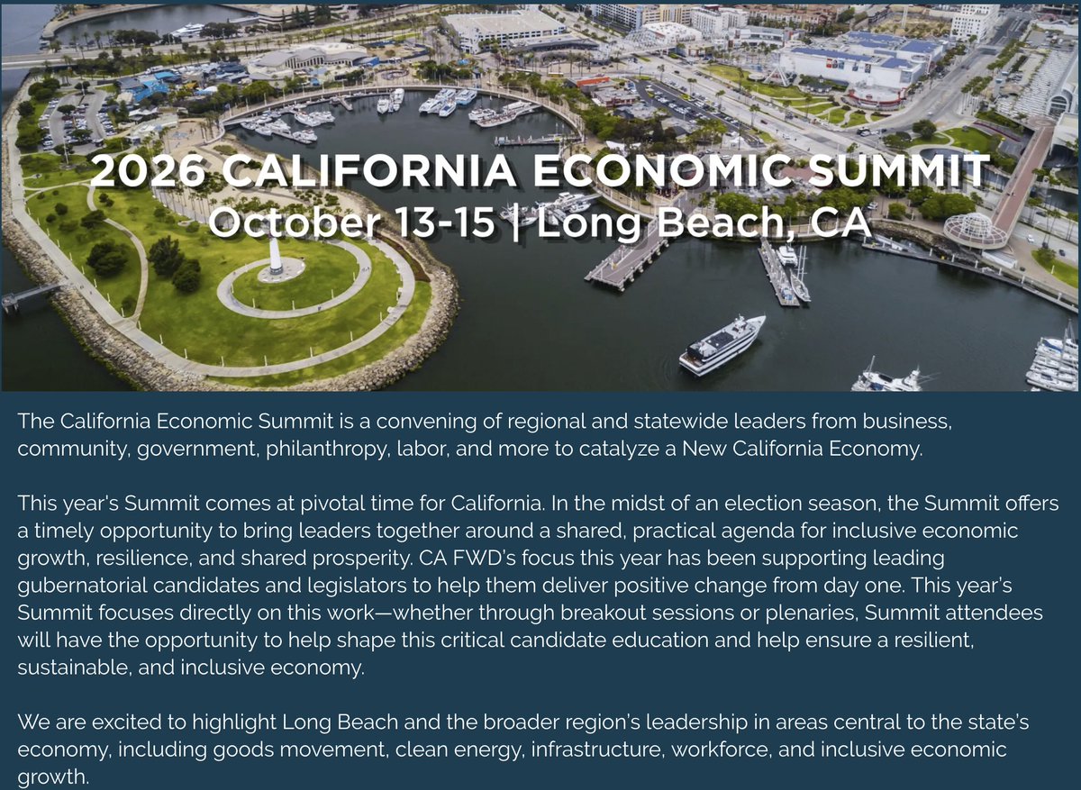 particleshift's tweet photo. California Economic Summit (CES)
https://t.co/YQq8cvn3wa https://t.co/kuZNf65Ywz