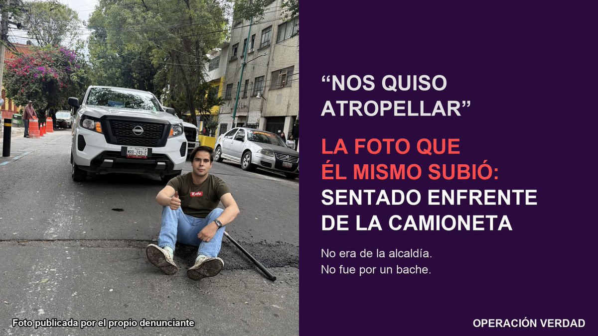 OPVerdadmx's tweet photo. Cualquier persona normal queda en shock si casi la atropellan.
Hay quienes se sientan, sonríen y se toman la foto.
Cuarto montaje en dos meses. Ya ni se esfuerzan en que se vea real. 
¿Verdad @emilianorojasg?

https://t.co/rAxnJoq6xm https://t.co/DnL1LLSKNg