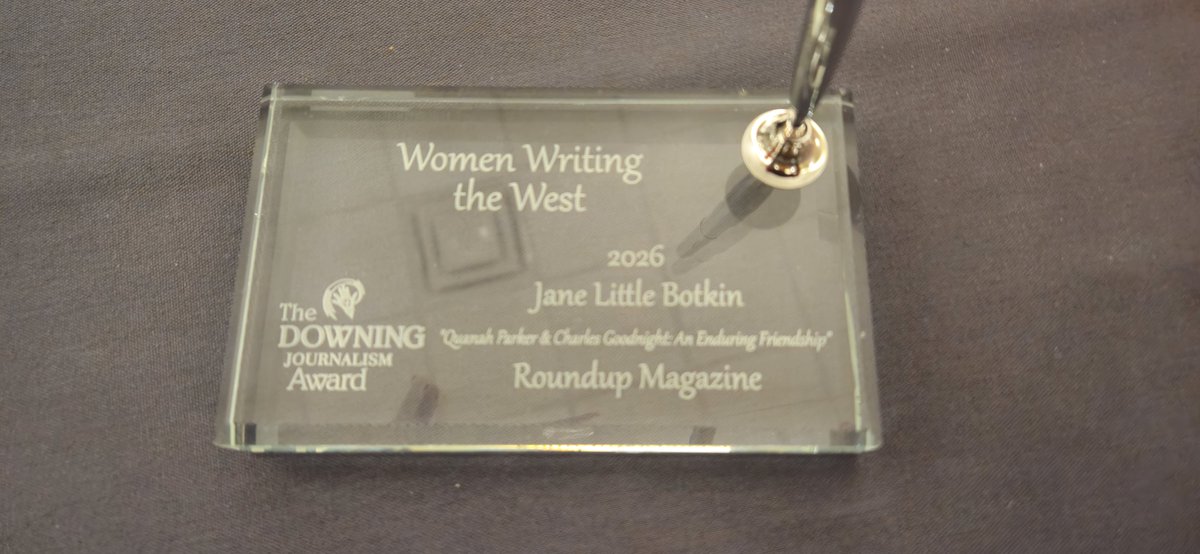 jane_l_botkin's tweet photo. Thank you Women Writing The West for honoring me with the DOWNING Journalism Award. The article was a product of research for my upcoming biography on Mary Ann Goodnight  from the @OUPress. Visit https://t.co/NG7AMlUqMW https://t.co/h7ge688zhO