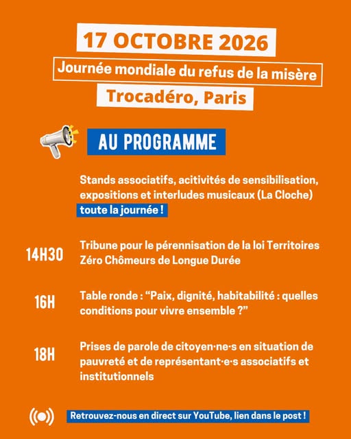 ecumenika's tweet photo. Cette année, @ATDQMInt au Trocadéro, à Paris.
Direct table ronde « Paix, dignité, habitabilité : quelles conditions pour vivre ensemble ? » : https://t.co/vun3YMhitz
#refuserlamisere #journeemondialedurefusdelamisere https://t.co/nRx3zb9GC8