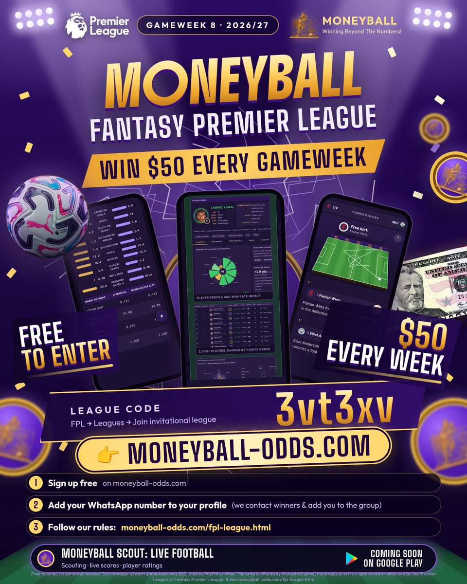 raisfirdaus7's tweet photo. @ross7britton Agree Bro! Maybe you can win in my competition 😉

Free Fantasy Premier League mini-league ⚽

The top manager of EVERY gameweek wins $50 💵
No fee, nothing to buy.

League code: 3vt3xv
Join + rules 👉 https://t.co/WnOkOwfE9Q

#FPL #FantasyPL https://t.co/pUAButvHkb