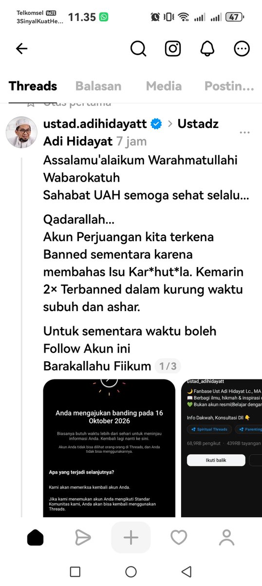 benings_tj2's tweet photo. Akun Ustadz Adi Hidayat juga dibanned oleh komdigi karena menyuarakan pembakaran hutan (karhutla). Memang dzolim sekali rezim ini dan buas.

Akupun iseng tanya di meta utk dibuatkan foto pakai masker dgn latar belakang asap, meta menolak dgn dalih aturan.. Gila bener. https://t.co/a1PQgBT8aa