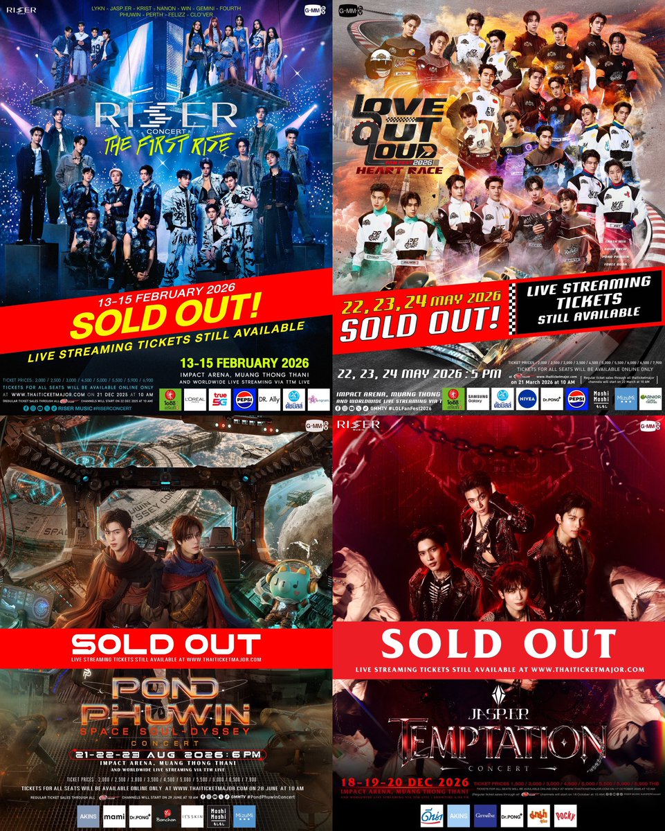 inskiesppw's tweet photo. pond naravit and sold out 3 days impact arena concerts this year! #ppnaravit 

- RISER Music Concert
- LOL Fanfest 2026 Concert
- PondPhuwin Space Soul-Dyssey Concert
- JASPER Temptation Concert 

so proud of youuuu, @ppnaravit 🥹🤍 https://t.co/dwUwMrkFvo
