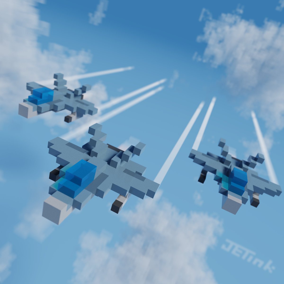 jet_ink_1109's tweet photo. 空を飛ぶジェット戦闘機です😆
先日描いたドット絵のイメージでボクセル化してみました！（動きませんが 笑）

#ボクセルアート #voxelart #MagicaVoxel https://t.co/tHuZAhlZJ0