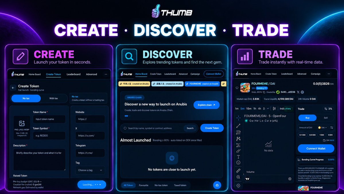 ThumbLaunchpad's tweet photo. Create memes.

Discover what’s new.

Trade what catches your eye.

All in one place — thumbmeme. 👍

#thumbmeme #AnubisChain #Meme https://t.co/ZhRloCkZzp