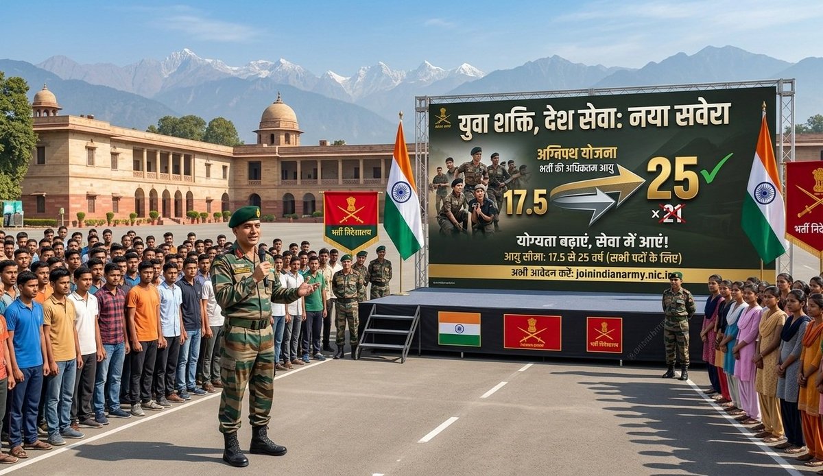 junawa54289's tweet photo. अग्निवीर भर्ती 2027: उम्र सीमा 25 वर्ष करो! युवाओं की आवाज़ अब नहीं रुकेगी 🔥
देश की सेवा करने का सपना देखने वाले लाखों युवाओं को एक और अवसर मिलना चाहिए। 🙏
अग्निवीर भर्ती में अधिकतम आयु सीमा 25 वर्ष की जाए
#Agniveer_age_limit_25
@DefenceMinIndia
@PMOIndia @DIRECTORATERTG https://t.co/dQDDpt3CMD