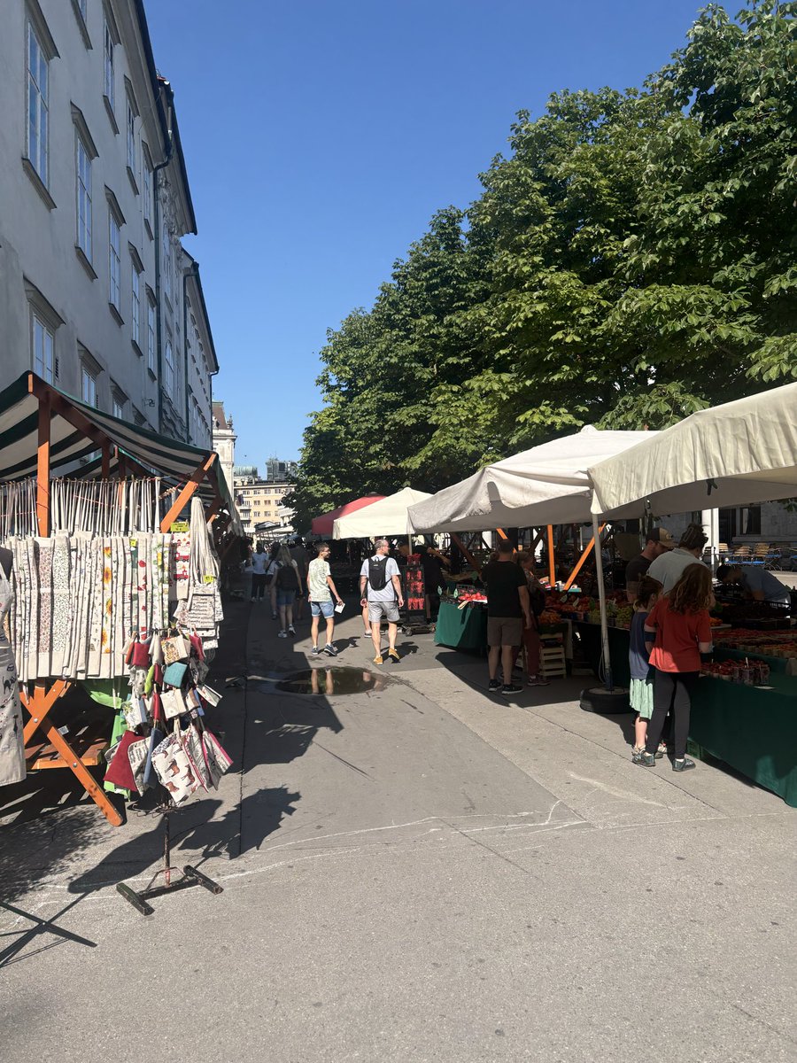 bydeejee's tweet photo. the farmer’s market in Slovenia is unlike any other i’ve ever been to!! its EVERY day and not just on the weekends which i loved!!

id get the box of blueberries there for 5 euros every morning to much on throughout the work day and the coffee carts serve some of the best coffee tonic ive had! support local markets🫶