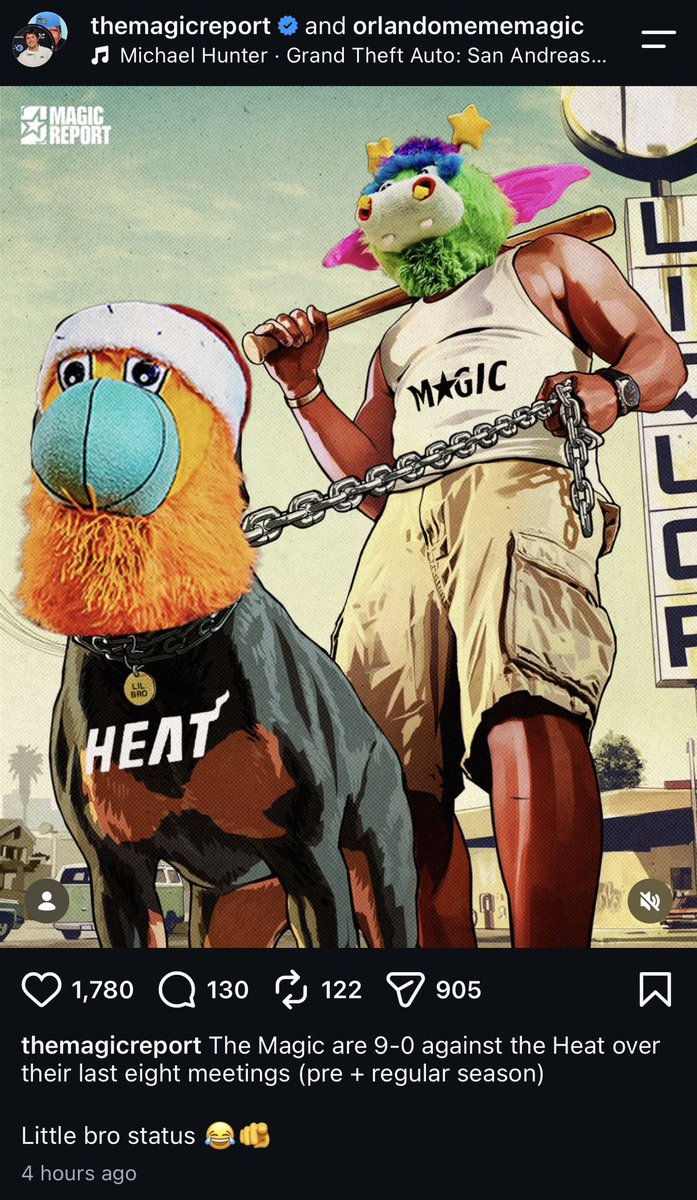 WadexFlash's tweet photo. I just saw one of the most shameless posts on IG…

Magic fans really celebrate beating the Heat like it’s their championship.

They don’t realize we had our 3rd stringers in against their starters. https://t.co/CdikgUoUDr
