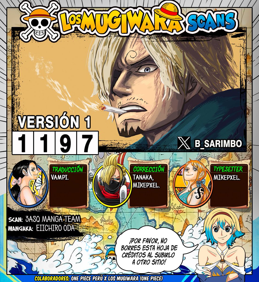 LosMugiwaraScan's tweet photo. ONE PIECE CAPÍTULO 1197: "VERSIÓN 1"
-------
■ Traducción: @LosMugiwaraScan
-------
►Leer Online / Descargar y PDF~> https://t.co/MBcIFrOLyi
-------
Créditos del Coloreo:  @b_sarimbo https://t.co/RfikEwOIfY