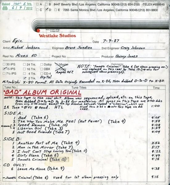 myapriest's tweet photo. the original takes for the BAD album, which included streetwalker, and twymmf being originally called ‘hot fever’ and here’s some songs from the scrapped compilation album ‘decades’ that he would eventually just shelved to make the dangerous album. https://t.co/qxBbl1vmOA