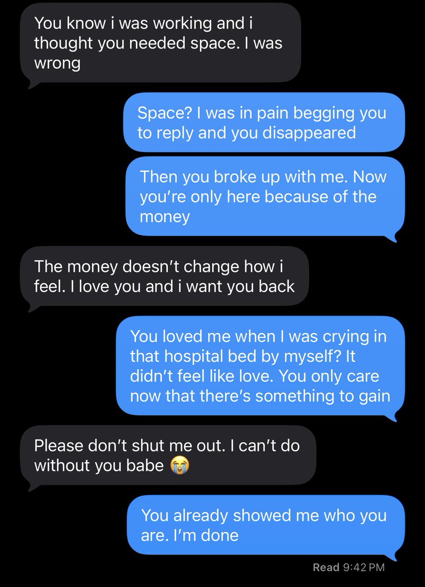 ohremzel's tweet photo. He’s really trying to make me feel guilty for standing my ground after he ghosted me at my absolute lowest point 😭 https://t.co/TVh9pDA0mw