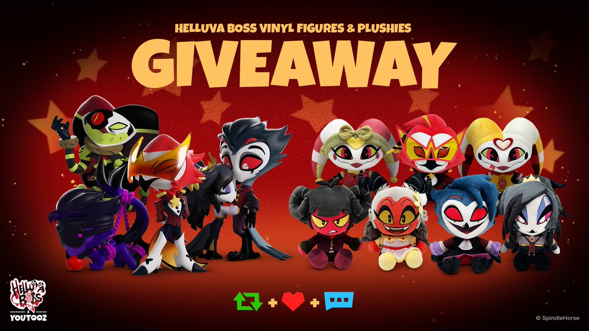 youtooz's tweet photo. 🔥 HELLUVA BOSS GIVEAWAY 🔥

to win a FULL set of our season 3 collection 👉 retweet this post, like it and then comment HELLUVATOOZ 👿 no limits on entries 

3 winners announced oct 31st when the collection drops ⭐️ https://t.co/5t4iK4pq5T
