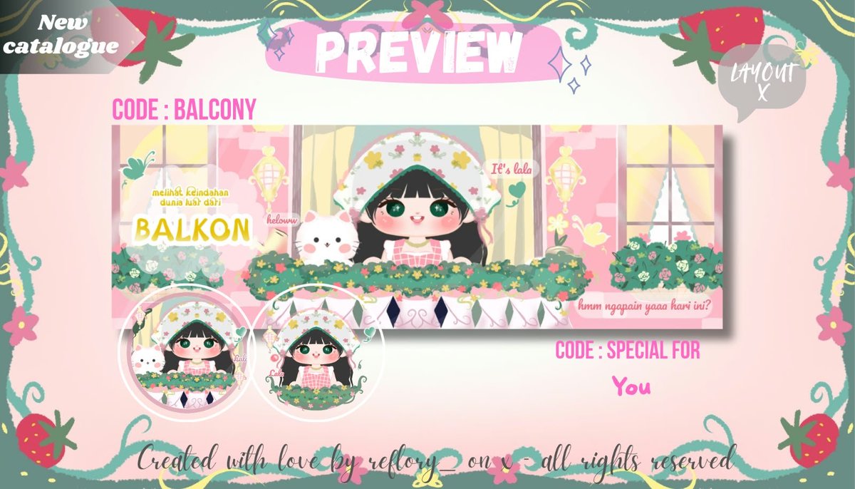 reflory_'s tweet photo. ( ´・∀・｀) Help rt? thanks💞

⏰️ Ospek Time ♡

👾💭Halooo selamat malam manteman setelah sekian lama akhirnya aku mau ngenalin anak baruu aku nama katalog nya "BALCONY"/ BALKON✨️ Semisal tidak aman tolong langsung bisikin aku yaaa terimakasihh
(*´・∀・｀*)♡
#bealanja https://t.co/e0L8TALbaN