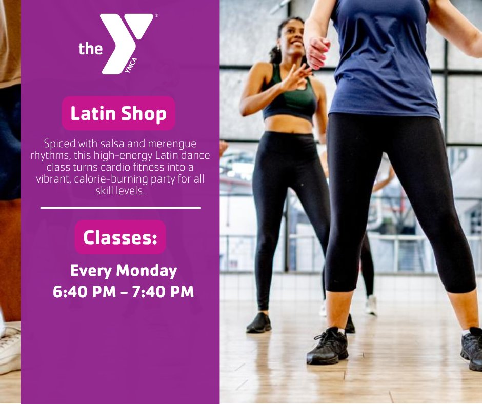 nwsymca's tweet photo. Dance your way to fit this fall! 💃🔥 NEW Latin Shop on Mondays, Fly Fitness Throwdown 101 on Tuesdays and Thursdays, and Zumba is BACK on Wednesdays! All classes at 6:40 PM and free with your membership! 

 #GroupExercise #SiouxlandYMCA #DanceClasses #140th https://t.co/GKI782Si2Y