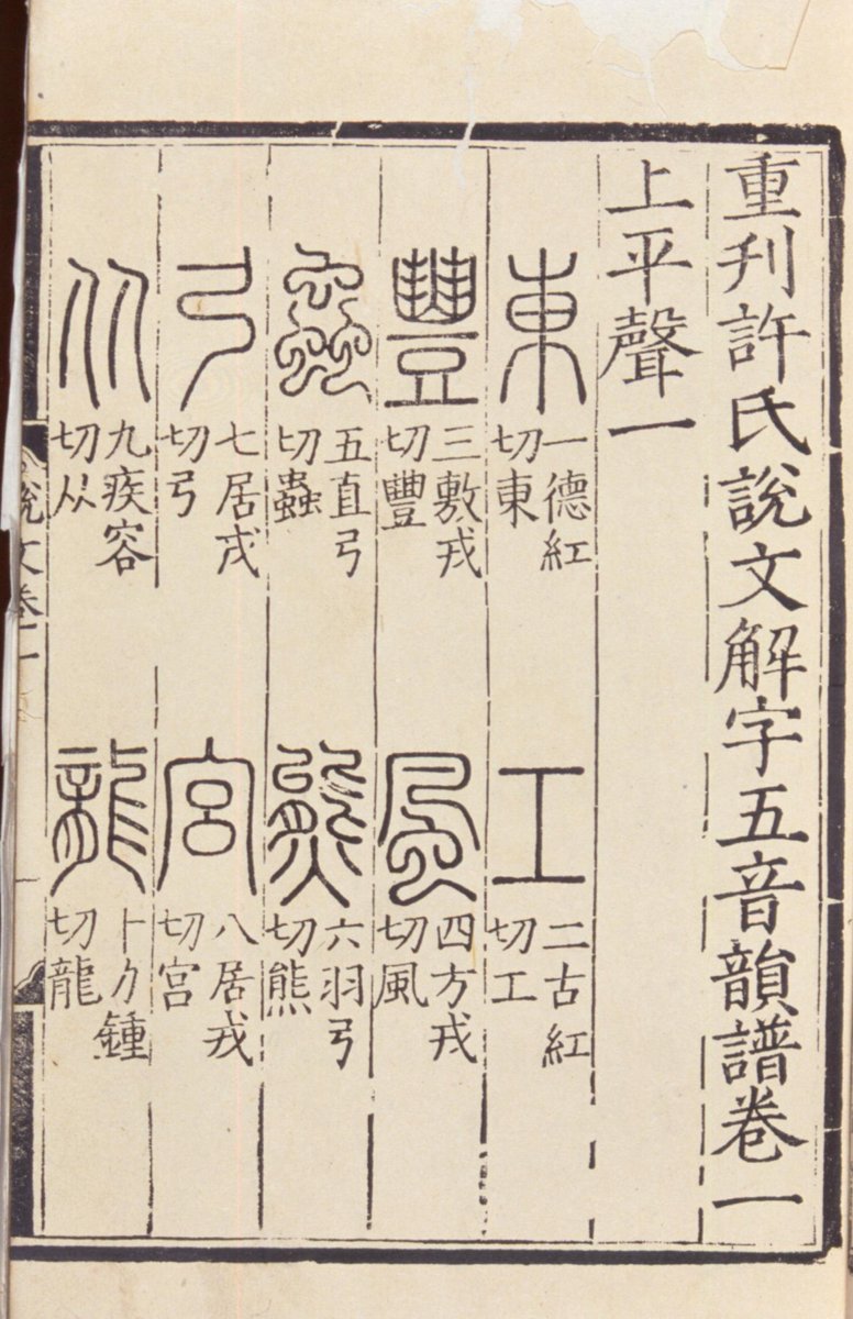 X_Neuromancer's tweet photo. 中国历史上主要用反切法注音。它在三国时期发明，用了将近2000年。比如下页，“东”这个字，用“德”和“红”注音，就是“反切”。大体的规律是：被注音字= 反切上字的声母 + 反切下字的（韵母 + 声调）。这里的反切上字是德，反切下字是红。在反切法之前，没有系统的注音法，通常用“这个字读着像某某字”之类的粗糙办法。拉丁字母的拼音注音法，最初是明朝时候利玛窦引入的。后来有很多变种，直到1958年《汉语拼音方案》定稿。