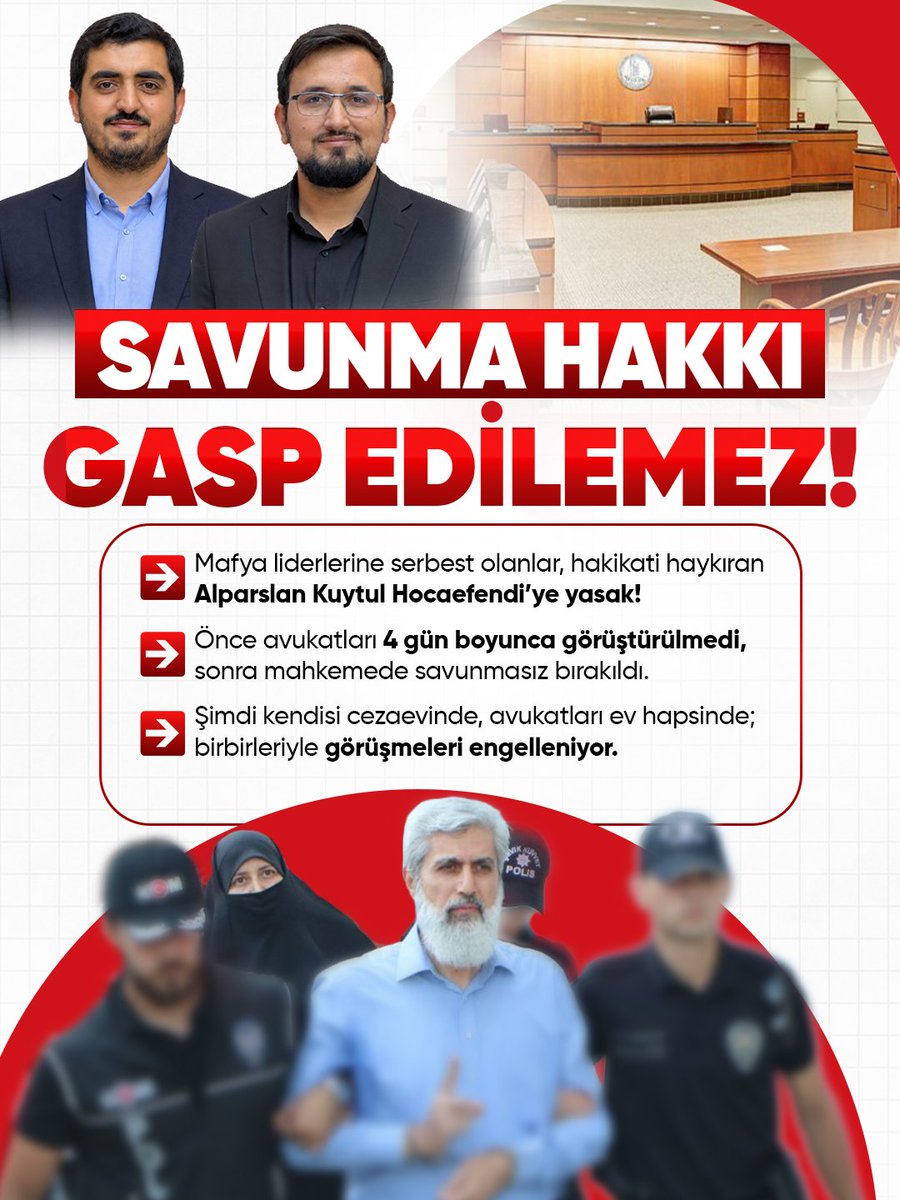 hocamizindee's tweet photo. Savunma hakkı gasp edilemez!

Avukatlık SuçDeğildir
Avukatların EvHapsineSon
AlparslanHoca Avukatları
SavunmaHakkı Engelleniyor https://t.co/irjwdtfrfu